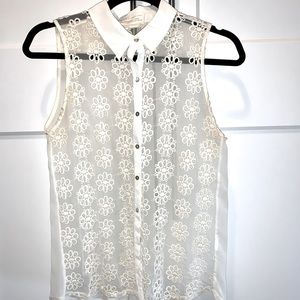 White lace sheer blouse